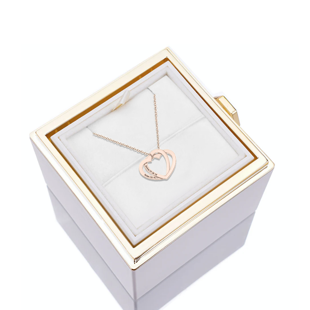 Deux coeurs imbriqués - Collier personnalisé - Or Rose