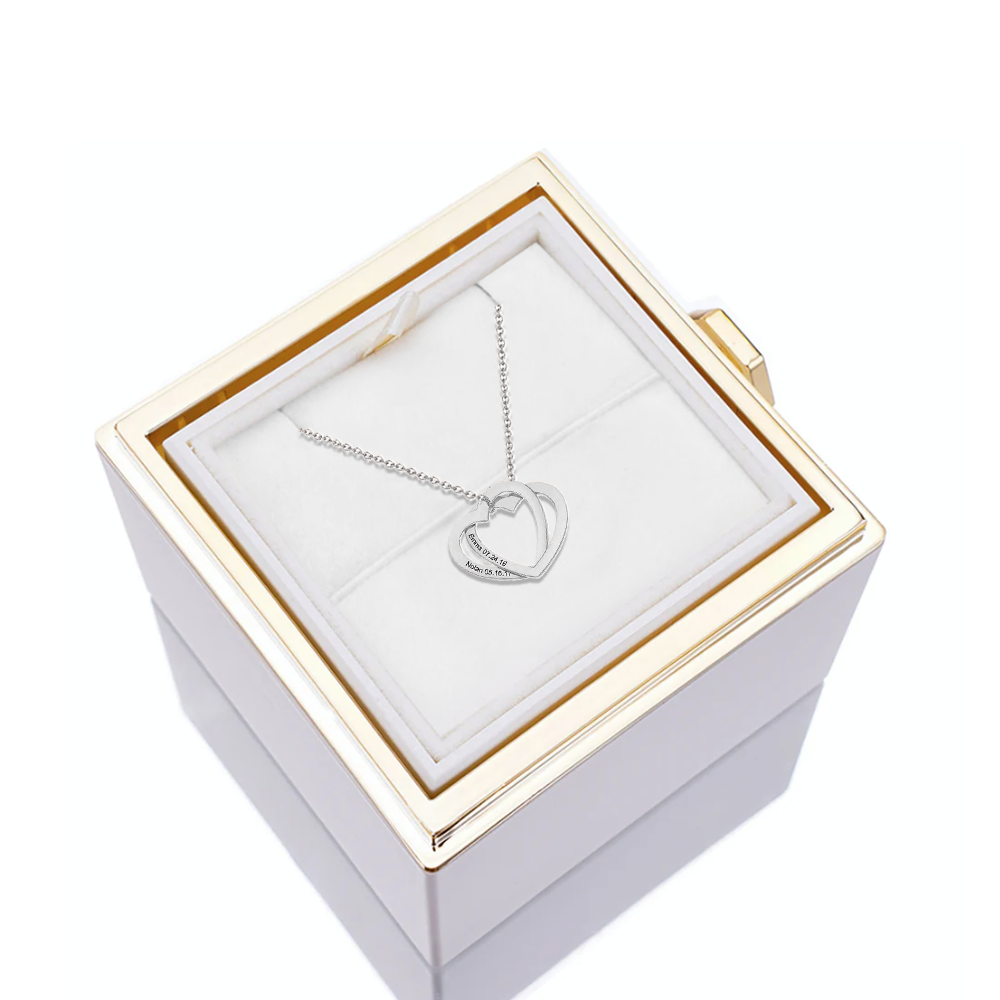 Deux coeurs imbriqués - Collier personnalisé - Or Rose